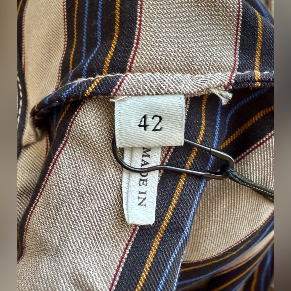 Sandro Paris Vilna Striped Tie-Front Midi Dress Beige/Blue Size 42 (US 10) NWT - Picture 10 of 12